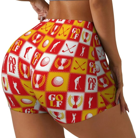 Picia golf Printed Workout Shorts for Women Seamless Scrunch Butt Lifting High Waisted Yoga Gym Booty Running Moisture-wicking Short Pants-Medium
