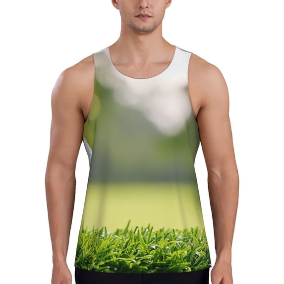 Picia golf ball perched on a tee Printed Men’s Performance Tank, Men's Workout Tank Top Moisture-Wicking Tank Top Muscle tee, Breathable Workout Shirt-XX-Large