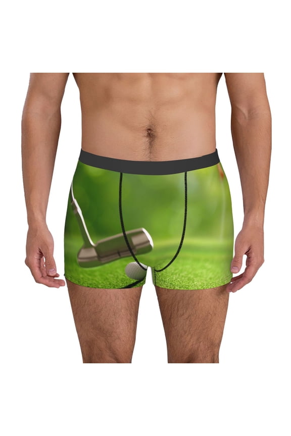 golf ball after putting to the golf hole Pattern Men’s Boxer Briefs – Soft & Breathable Underwear, Stretchy & Comfortable Fit, Supportive Pouch Design, Moisture-Wicking-XX-Large