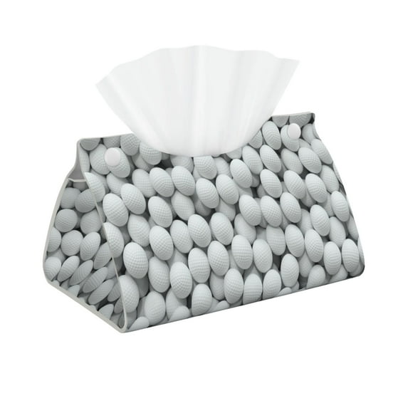 Picia golf balls Pattern Long Tissue Box Cover,PVC Leather Triangle Holder,Tissue Box Holder with Magnetic Bottom,Facial Paper Organizer Dispenser-7.9"X4.9"X4.5"