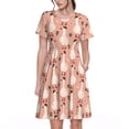 thumbnail image 1 of Picia goose bird and daisy Pattern Women's Short Sleeve Summer Dress Pleated Loose Swing Knee Length Short Sleeve Swing Dresses, 1 of 6