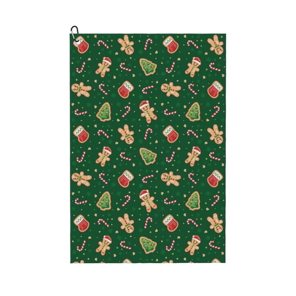 Picia green Christmas Element Microfiber Golf Towel (24" X 16") with Carabiner Clip, Waffle Pattern Hook - Golf Accessories and Gifts, Father's Day, Christmas, Birthday Gift