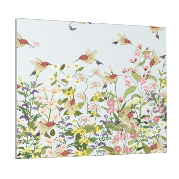 Picia hummingbird in floral Pattern Decorative Picture – Unique Wall Art, Modern Canvas Print for Trendy Interiors (Horizontal)