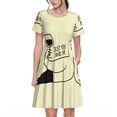 thumbnail image 1 of Picia just you and me Pattern Women's Short Sleeve Summer Dress Pleated Loose Swing Knee Length Short Sleeve Swing Dresses, 1 of 6
