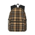 thumbnail image 1 of Picia khaki coffee plaid Large Capacity Backpack Classic Style Backpack Casual Backpack Water-Resistant School Work Travel Outdoor Backpack, 1 of 8