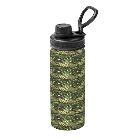 Picia largemouth bass Pattern Water Bottle 18 oz Stainless Steel Insulated Bottles With Handle Leak Proof Gym Sport Water Jug BPA-free insulated kettle For Men Women Adults