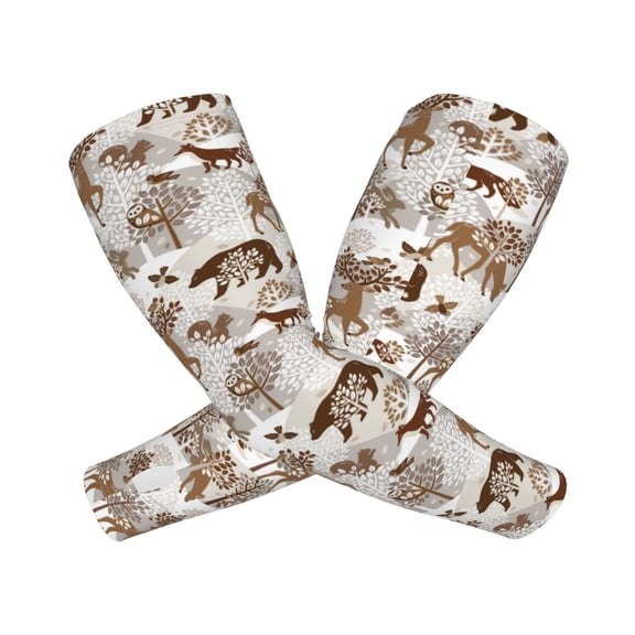 Picia leaf Moose fox owls tree Arm Sleeves for Men and Women - Tattoo Cover Up UPF 50+ Cooling Sports Sleeve for Basketball Golf Football-One Size
