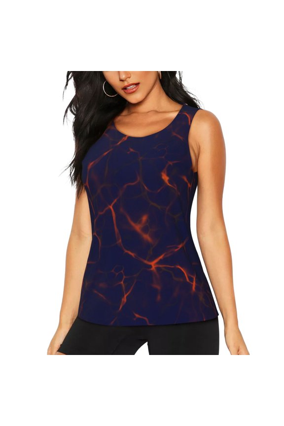 lightning Pattern Women's Workout Tank Top,Breathable Activewear,Slim Fit Athletic Top,Versatile Workout Moisture-wicking top-Large