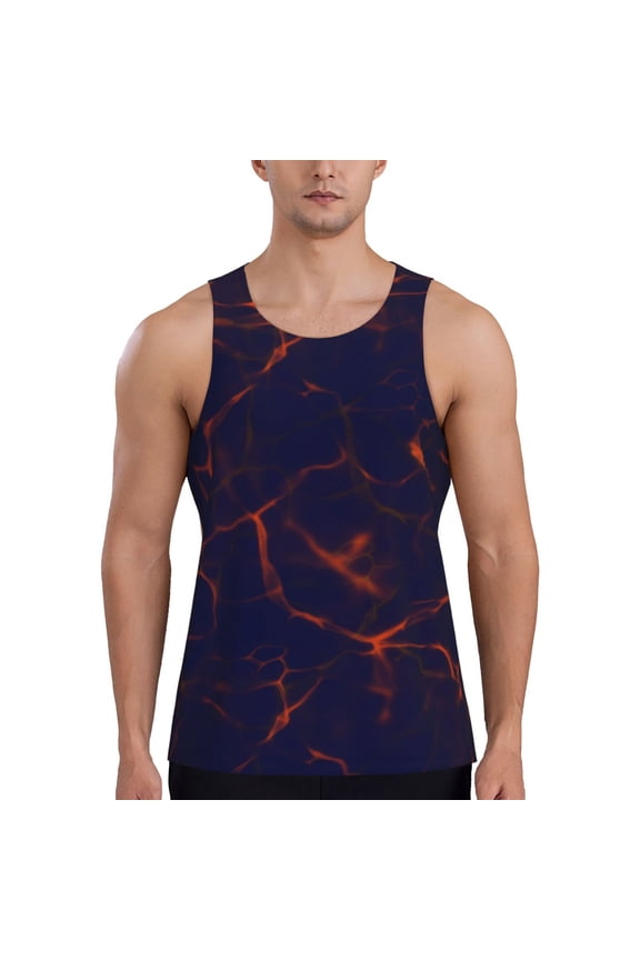 lightning Printed Men’s Performance Tank, Men's Workout Tank Top Moisture-Wicking Tank Top Muscle tee, Breathable Workout Shirt-Large