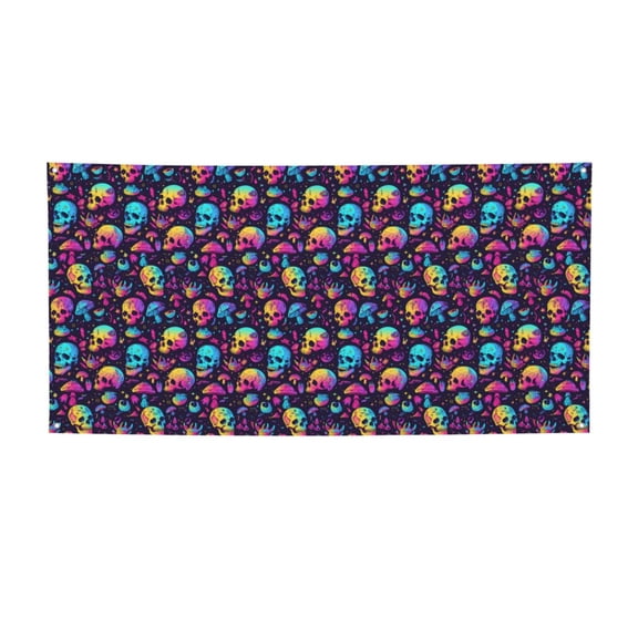 Picia mushroom Skull star Pattern Party Banner, Festive Decoration, Holiday Banner, Celebration Decor, Event Banner, Reusable Party Banner-Medium
