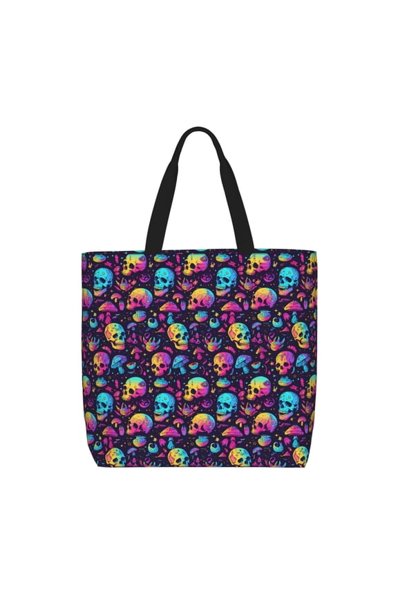 mushroom Skull star for Tote Bag for Women with Zipper, Gym Tote with Compartments, Laptop Work Tote Nurse Dance Yoga Bag for Sport, Travel