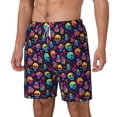 thumbnail image 1 of Picia mushroom color Skull pattern Mens Swim Trunks with Compression Liner Stretch Beach Shorts Quick Dry with Zipper Pockets No-Chafing Board Shorts-XX-Large, 1 of 9
