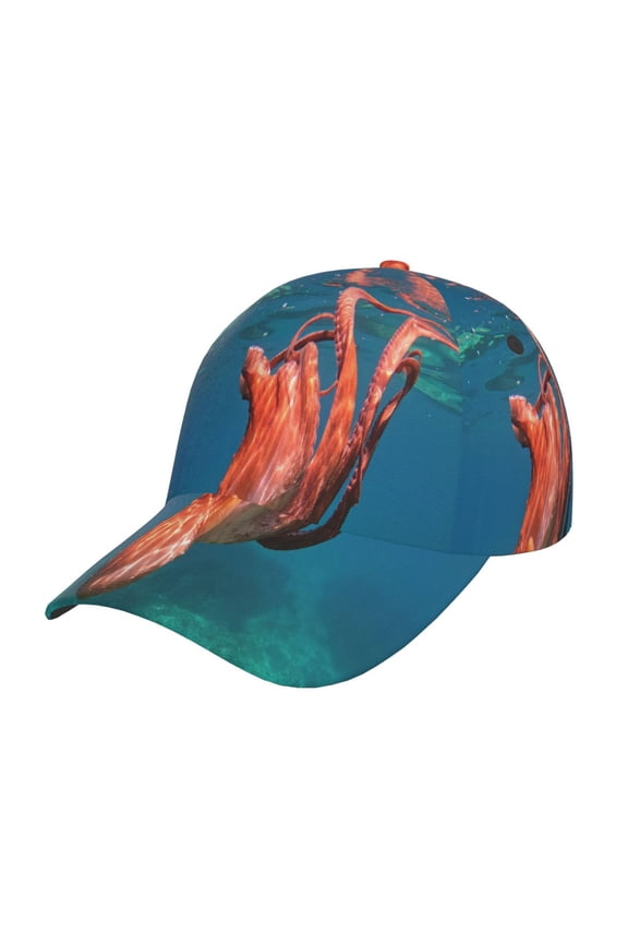 octopus swimming Pattern Trucker Low Profile Hat Men Women Baseball Cap Dad Hat Adjustable Unconstructed Plain Cap