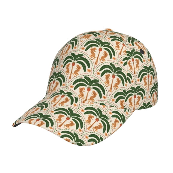 Picia palm tree Asian leopard Pattern Trucker Low Profile Hat Men Women Baseball Cap Dad Hat Adjustable Unconstructed Plain Cap
