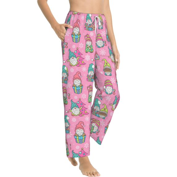 Picia pink Holiday Joy Womens Soft Woven Cotton Elastic Waistband Sleep Pajama Pant Lounge Sleep Pant With Pockets And Drawstring-Small