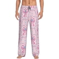 thumbnail image 1 of Picia pink bows Pattern Mens Soft Woven Cotton Elastic Waistband Sleep Pajama Pant Lounge Sleep Pant With Pockets And Drawstring-Small, 1 of 6