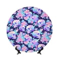 thumbnail image 1 of Picia pinkk flower crystal Skull Pattern Bone China Decorative Plate – Wall Decor with Stand and Adhesive, Elegant Ornament for Living Room, Office, or Entryway-7in, 1 of 6
