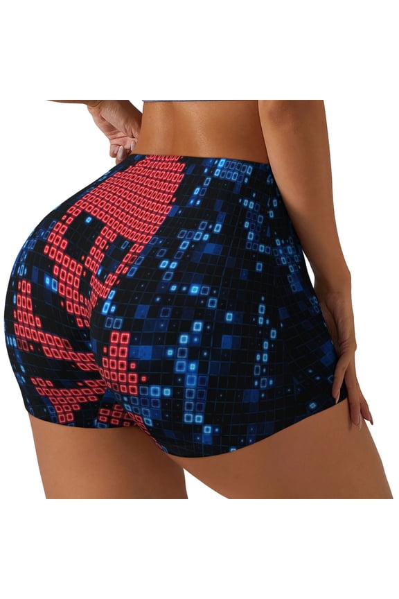 pirate skull Printed Workout Shorts for Women Seamless Scrunch Butt Lifting High Waisted Yoga Gym Booty Running Moisture-wicking Short Pants-Medium