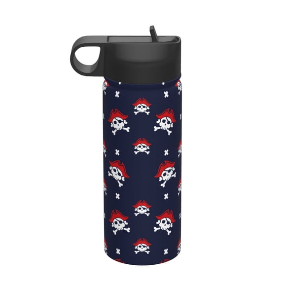 Picia pirates skull Pattern 18oz Sports Insulated Kettle With Straw Insulated Water Bottle For Running Hiking Cycling Climbing Men'S Woman Insulated Water Bottle