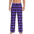 thumbnail image 1 of Picia purple argyle Pattern Mens Soft Woven Cotton Elastic Waistband Sleep Pajama Pant Lounge Sleep Pant With Pockets And Drawstring-Large, 1 of 6