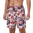 thumbnail image 1 of Picia record rock Skull lips pattern Mens Swim Trunks with Compression Liner Stretch Beach Shorts Quick Dry with Zipper Pockets No-Chafing Board Shorts-XX-Large, 1 of 9