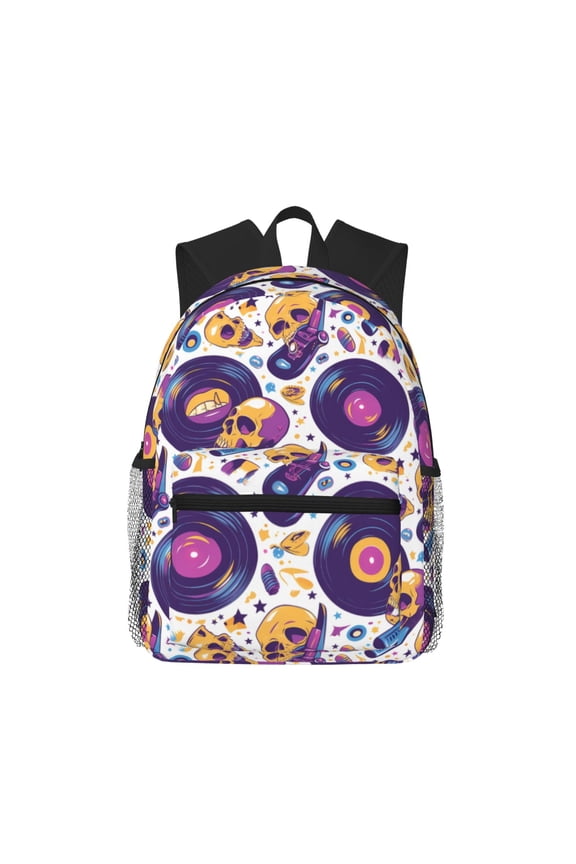 record rock Skull star Large Capacity Backpack Classic Style Backpack Casual Backpack Water-Resistant School Work Travel Outdoor Backpack