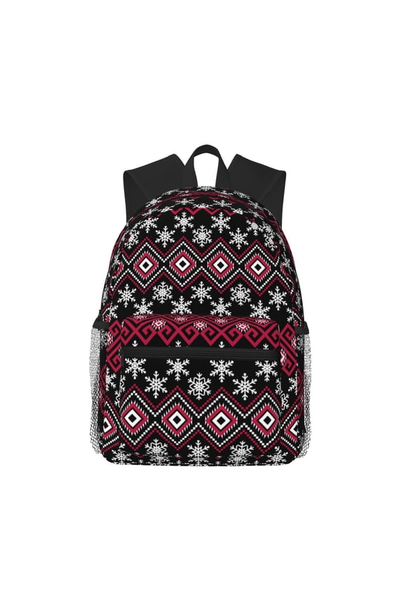 red Minimalist Snowflake Large Capacity Backpack Classic Style Backpack Casual Backpack Water-Resistant School Work Travel Outdoor Backpack