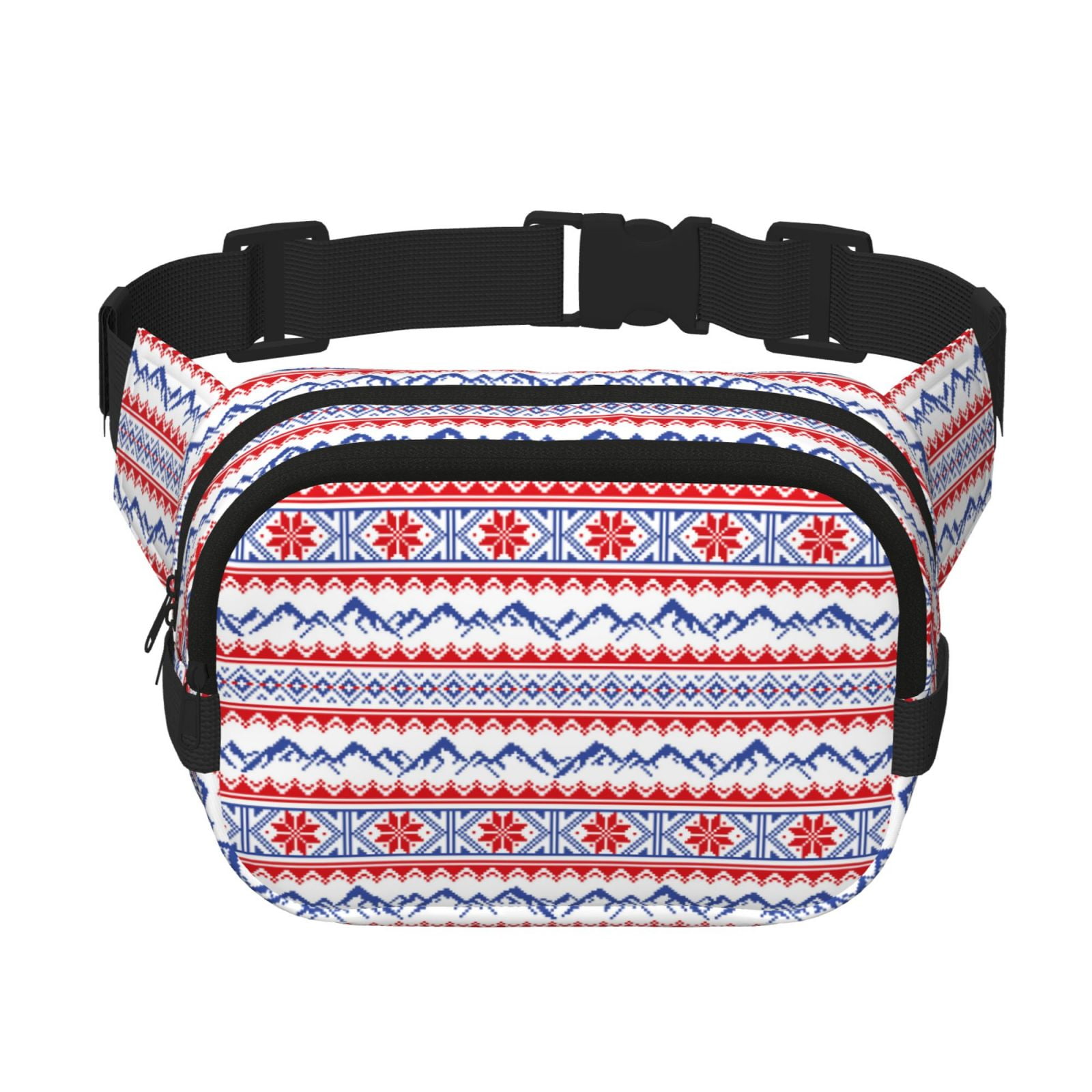 Picia red blue Snow Mountain Print Square Double-Layer Waist Bag Mini Adjustable Waist Belt Bag Exercise Running Travel Hiking