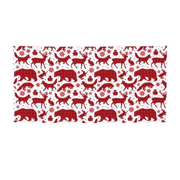 Picia red plaid Moose Bunny bear Pattern Party Banner, Festive Decoration, Holiday Banner, Celebration Decor, Event Banner, Reusable Party Banner-Small