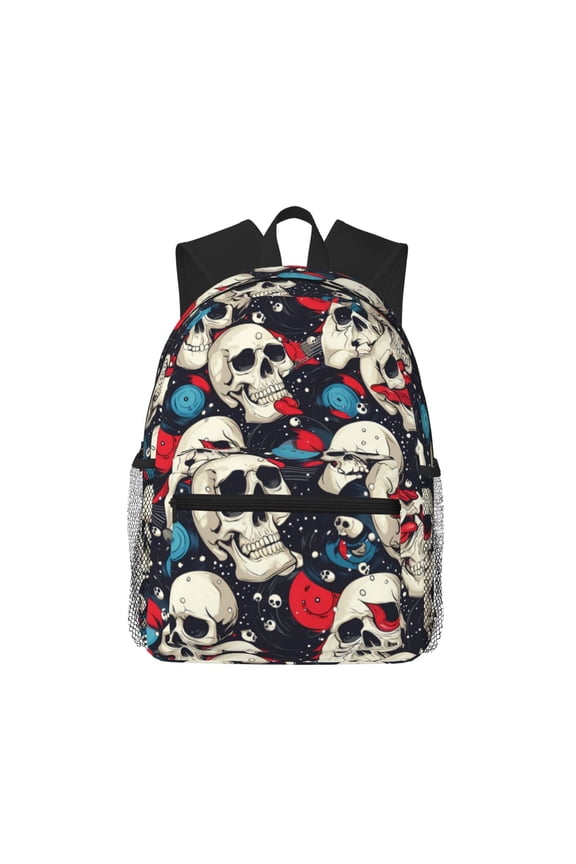 rock record Skull artist Large Capacity Backpack Classic Style Backpack Casual Backpack Water-Resistant School Work Travel Outdoor Backpack
