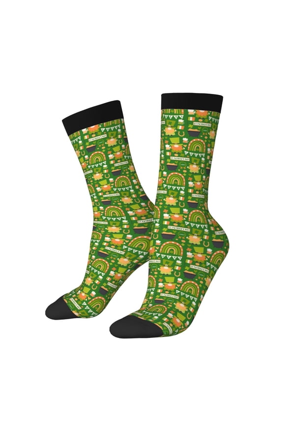 traditional Irish colours Print Athletic Socks for Men & Women – Cushioned Moisture-Wicking Crew Socks for Sports, Running, and Training, Soft & Breathable Size 5-11