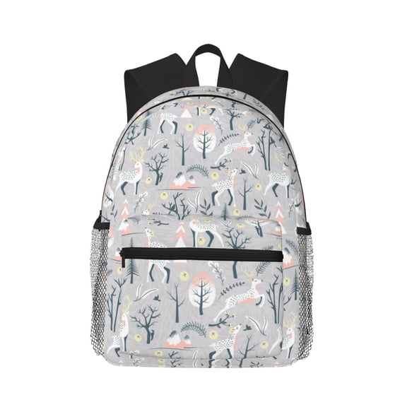 Picia white Moose winter tree Large Capacity Backpack Classic Style Backpack Casual Backpack Water-Resistant School Work Travel Outdoor Backpack