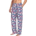 thumbnail image 1 of Picia white flower Skull blue Mens Soft Woven Cotton Elastic Waistband Sleep Pajama Pant Lounge Sleep Pant With Pockets And Drawstring-X-Large, 1 of 9