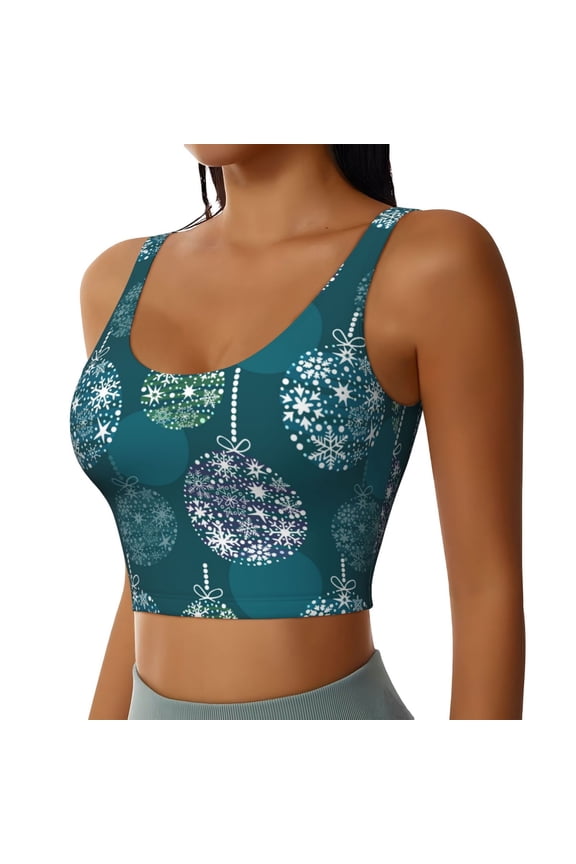 whiter Snowflake balloons Sports Bra for Women,Padded Strappy Sports Bras Medium Support Yoga Bra with Removable Cups,Running Yoga Bra-X-Large