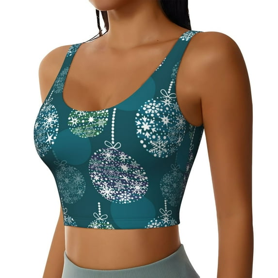 Picia whiter Snowflake balloons Sports Bra for Women,Padded Strappy Sports Bras Medium Support Yoga Bra with Removable Cups,Running Yoga Bra-XX-Large