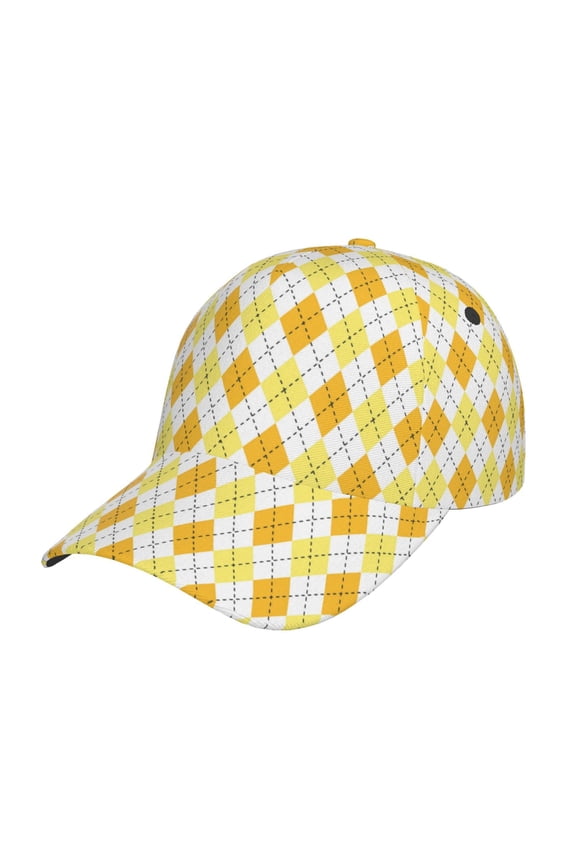 yellow argyle Pattern Trucker Low Profile Hat Men Women Baseball Cap Dad Hat Adjustable Unconstructed Plain Cap