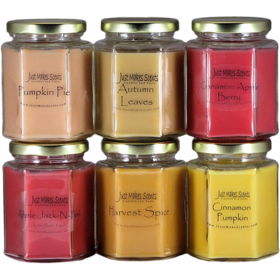 Pick-A-Scent Fall Scent Candle 6 Pack - Choose Your Own Scents - Mix and Match to Build Your Own Autumn Candle Bundle - Scented Candles Made with Blended Soy Wax