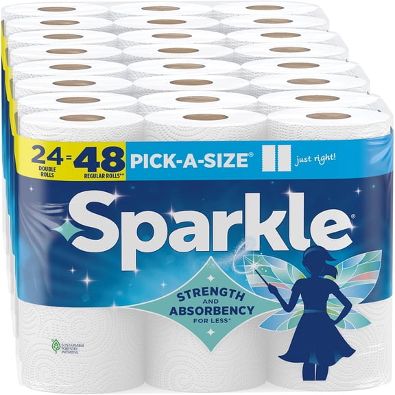 Pick-A-Size Paper Towels, 24 Double Rolls (2,640 Sheets Total) - Strong 2-Ply Towels for Kitchen Cleanup and Everyday Messes
