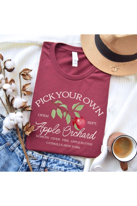 Pick Your Own Apple Orchard Tee | Cute Fall T-Shirt, Farm Fresh, Apple Picking Shirt, Her, Harvest Festival Shirt, Cozy Season Tee Tshirt All Size S-5XL