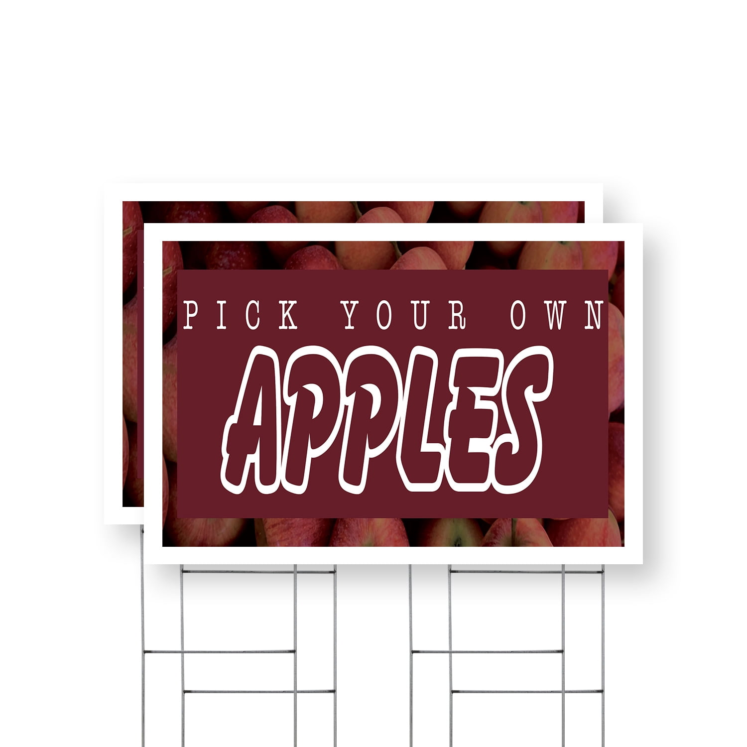 Pick Your Own Apples Yard Sign 2 Pack of 24 Inch x 36 Inch Single Sided ...