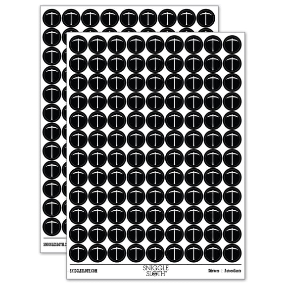 Pick Axe Mining Tool 200+ Round Stickers - Black - Gloss Finish - 0.50" Size