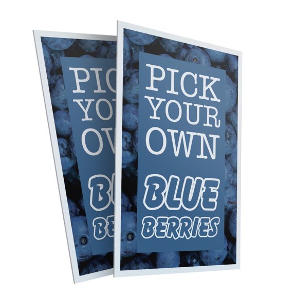 Pick Your Own Blueberries (2-Pack) 24 Inch x 36 Inch Plastic Signs | Sign Insert 4mm Corrugated Plastic Signs Storefront Window Poster | Freshly Picked, Local Farms, Healthy Living |
