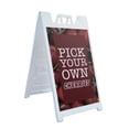thumbnail image 1 of Pick Your Own Cherries 24" x 36" Double Sided A-Frame Sidewalk Sign Includes 2 Installed Decals Foldable Portable White Signicade Sandwich Board Sweet Fruits Orchard Fresh Seasonal, 1 of 6