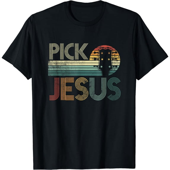 Pick Jesus Religious Musician Idea Guitar Worship T-Shirt Black Small