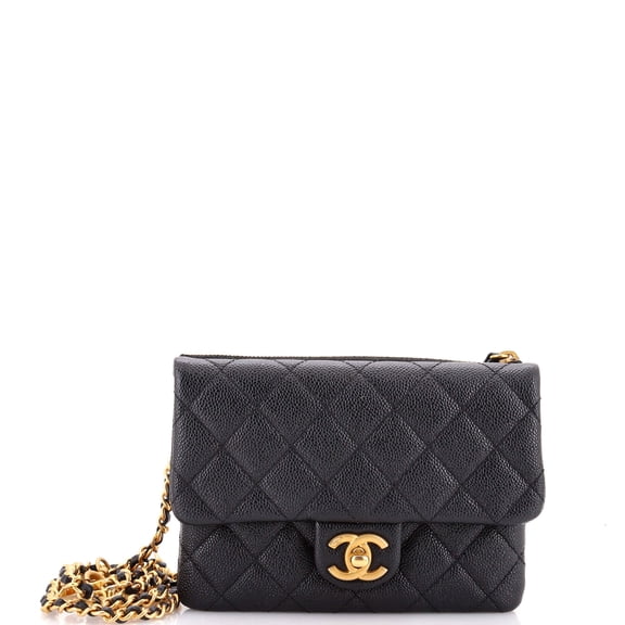Pick Me Up Logo Chain Belt Bag Quilted Caviar By Rebag