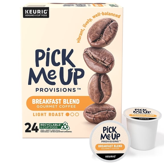 Pick Me Up Provisions Breakfast Blend Coffee Keurig K-Cup Pods Light Roast 24/Box (52967)