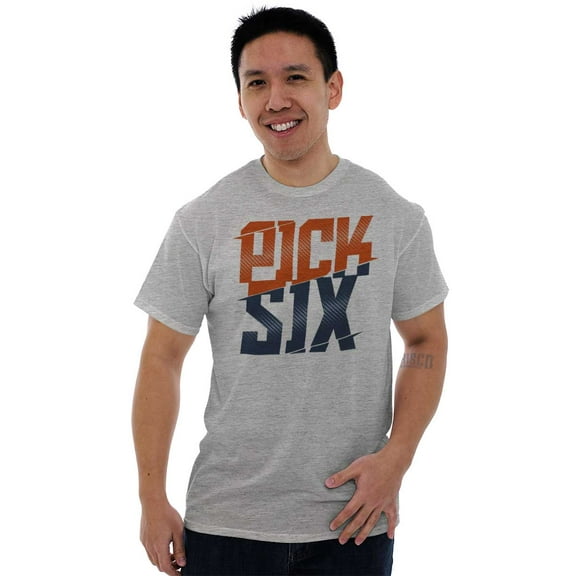 Pick Six Football Touchdown Score Men's Big & Tall Crewneck Graphic Tee Brisco Brands 3X