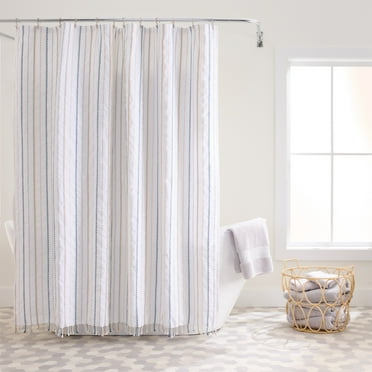 Pick Stitch Stripe Polyester and Cotton Shower Curtain, Multi, Better Homes and Gardens, 72"x72"