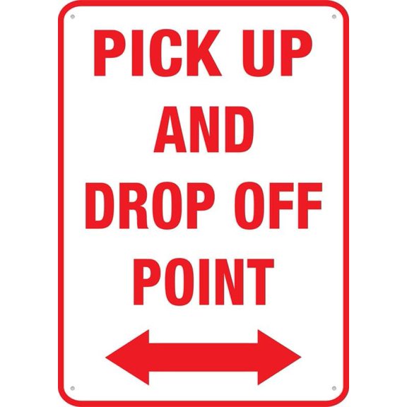Pick Up And Drop Off Point Two Way Arrow Sign Signs Outdoor, Uv Printed Aluminum 12 X 8 In, Weatherproof And Security Signs For Home Or Business