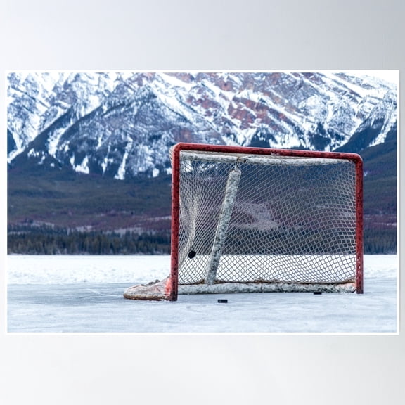 Pick Up Hockey In The Mountains Poster Wall Art, Modern Wall Decor, 16x24 UNFRAMED